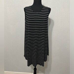 Casual black striped tunic tank dress